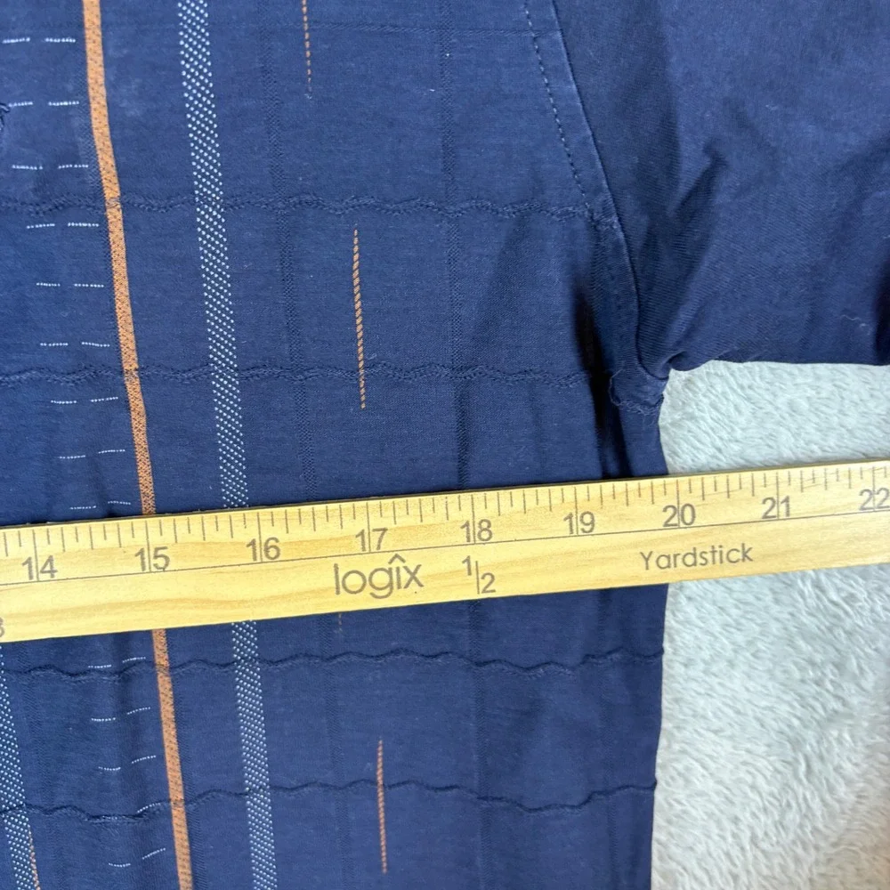 Polo Ralph Lauren Shirt‎ Mens 50 Medium Vertical Stripe Textured Polo Navy Blue